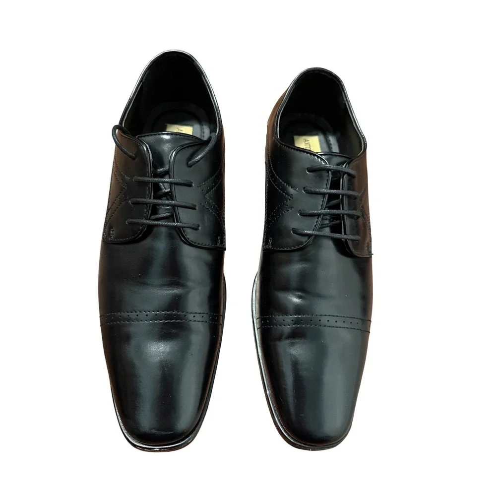 Antonio Cerrelli Mens Black Cap Toe Oxford Dress Shoes Lace Up Leather Sz 10.5‎